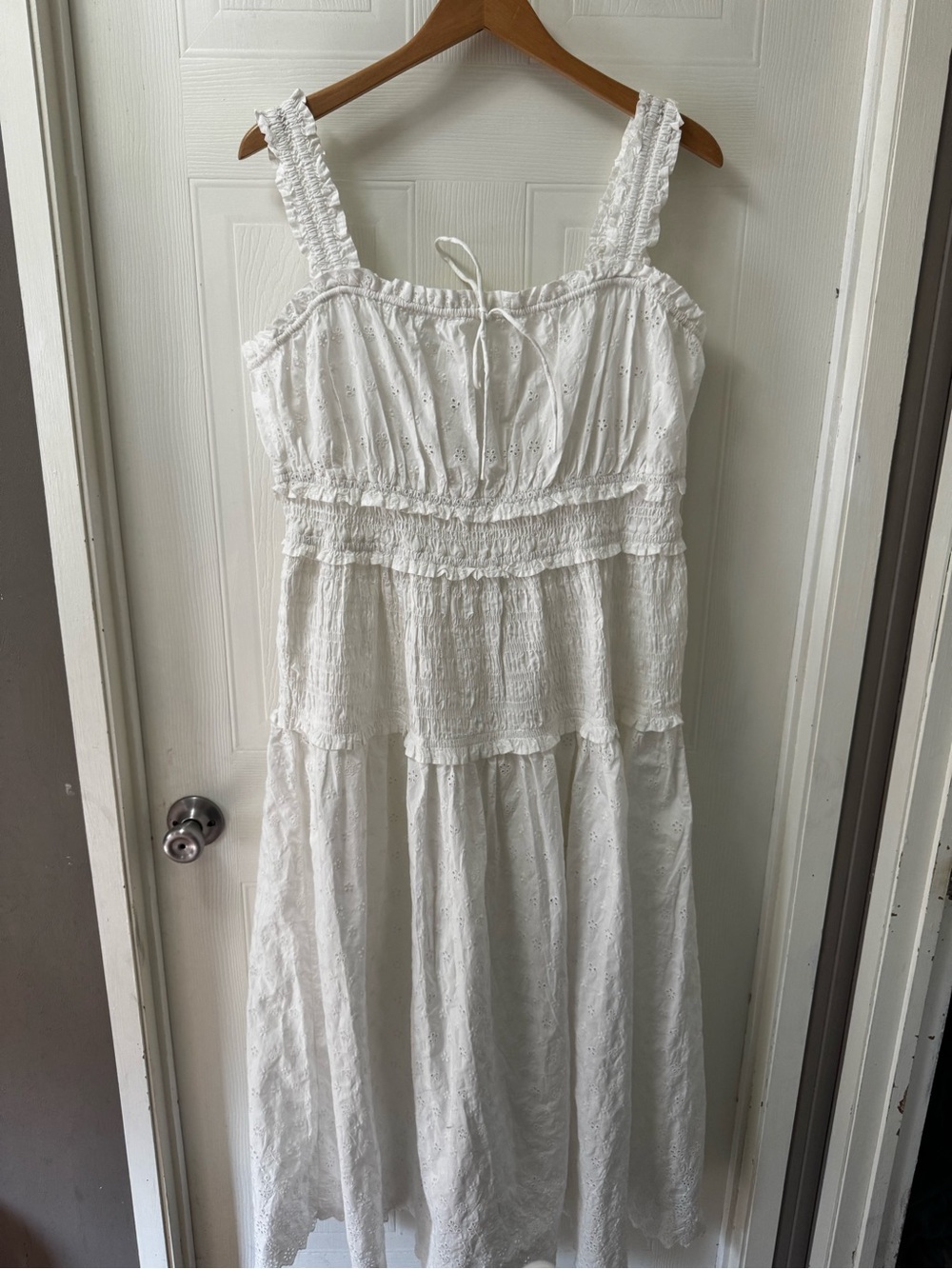 GAP Doen White Tiered Eyelet Maxi Sundress